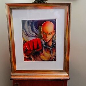Custom Framed 3D Holographic Double Transition Lenticular Print, One Punch Man